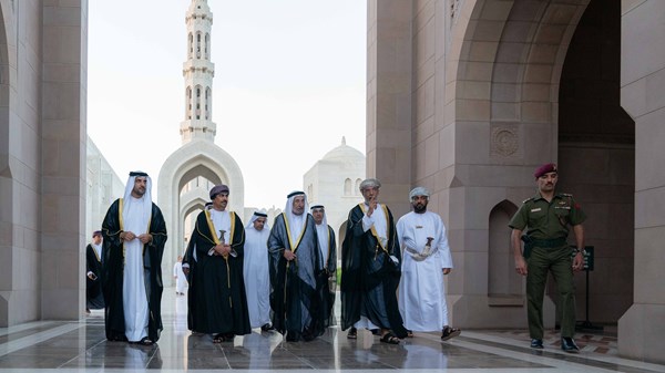 The ruler of Sharjah visits the Grand Mosque of Sultan Qaboos