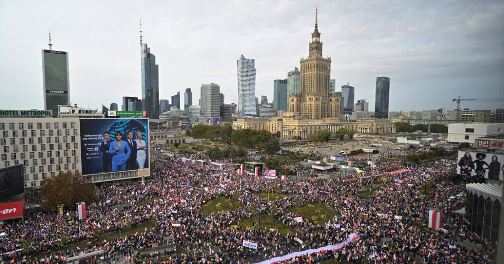 In Poland, opposition supporters march in Warsaw forward of key elections