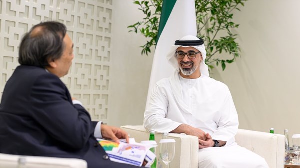 Khalid bin Mohammed bin Zayed meets with the chairman of the Japanese oil firm “Inpex”