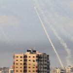 Dozens of rockets fired from Gaza in the direction of Israel